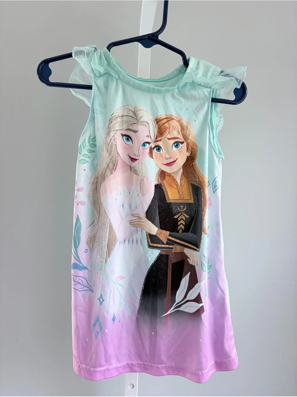 Disney Frozen nightgown Dress with Elsa & Anna - 2T Mint to Pink
